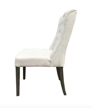 Elsa Tufted Linen Side Chair - Bone + Antique Gray Wash - Classic Carolina Home