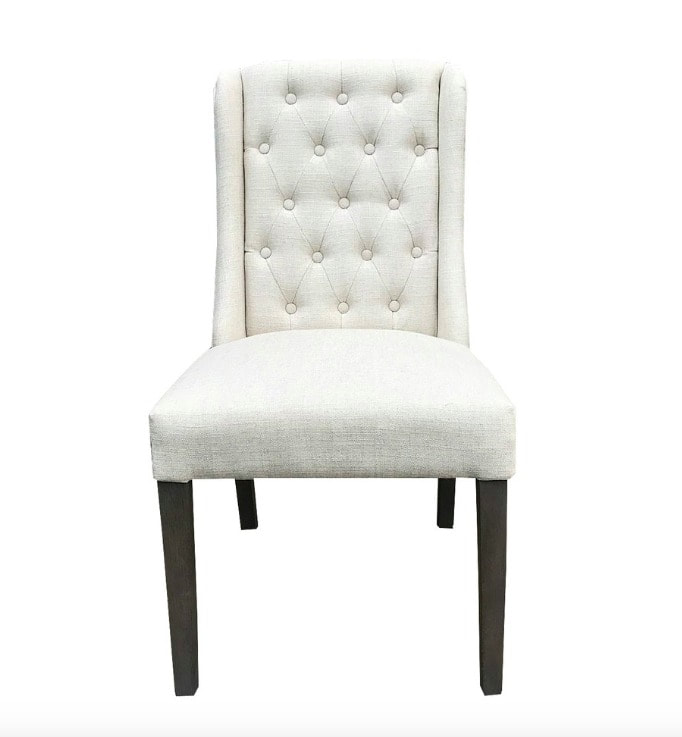 Elsa Tufted Linen Side Chair - Bone + Antique Gray Wash - Classic Carolina Home