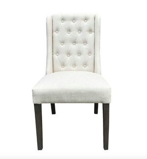 Elsa Tufted Linen Side Chair - Bone + Antique Gray Wash - Classic Carolina Home