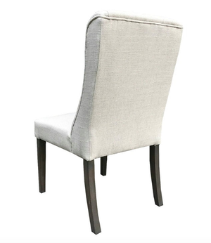 Elsa Tufted Linen Side Chair - Bone + Antique Gray Wash - Classic Carolina Home