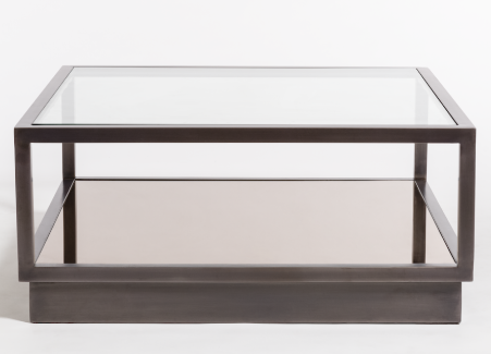 Turner 40" Glass Coffee Table - Gunmetal - Classic Carolina Home