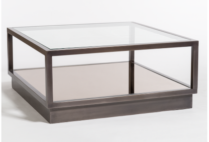 Turner 40" Glass Coffee Table - Gunmetal - Classic Carolina Home